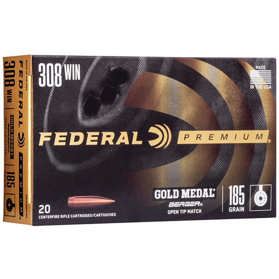 FED GOLD MEDAL 308WIN 185GR BERGER OTM 20/10 - Ammunition